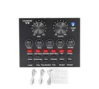 Gettimore Tarjeta de sonido externa para ordenador y teléfono móvil, adaptador de audio profesional V8 con calidad de sonido mejorada, compacta 18,5 x 13 x 4,5 cm, diseño de plástico negro para