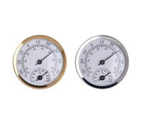 Gettimore Termómetro higrómetro de pared para uso en interiores y exteriores, mide temperatura y humedad, esfera de metal con escala transparente, 58 mm de diámetro, color dorado