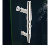 Gettimore Tirador de puerta de ducha de cristal de acero inoxidable con distancia entre agujeros de 145 mm para baño, color plateado