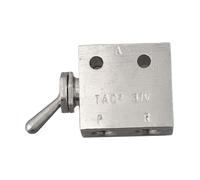 Gettimore Válvula de botón neumática de 3 vías de 2 posiciones para TAC2-31V, tipo de palanca de palanca, 3 puertos no común, cuerpo de metal, tono plateado