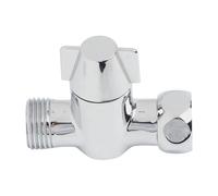 Gettimore Válvula desviadora de ducha cromada para cabezales de ducha estándar, 12 entradas IPS hembra, 12 salidas NPT macho, divisor de agua de cobre con control de doble salida