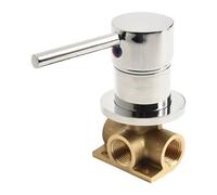 Gettimore Válvula mezcladora manual oculta redonda montada en la pared de 1/2 pulgada, control de agua fría caliente de latón con diseño de palanca única para baño, acabado cromado, compatible con