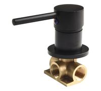 Gettimore Válvula mezcladora manual oculta redonda montada en la pared para control de agua fría y caliente, válvula de latón de 1/2 pulgada con diseño de palanca única, acabado cromado, compatible