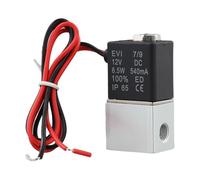 Gettimore Válvula solenoide eléctrica de 1/8 pulgadas normalmente cerrada CC 12 V 6.5 W para aire, agua, aceite con sello de nitrilo y tubo de armadura de latón, cuerpo de aluminio anodizado