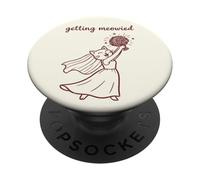 Getting Meowied Funny Cat Bride Juego de Palabras de Boda PopSockets PopGrip Adhesivo