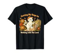Getting My Steps in Walking with The Lord Christian Cat Camiseta