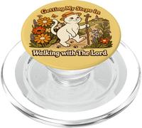 Getting My Steps in Walking with The Lord Christian Cat PopSockets PopGrip para MagSafe