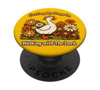 Getting My Steps in Walking with The Lord Christian Floral I PopSockets PopGrip Adhesivo