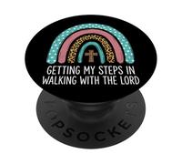 Getting My Steps In Walking with The Lord PopSockets PopGrip Adhesivo