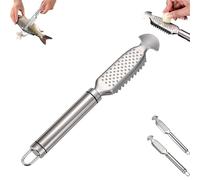 Gettoreach 2-In-1 Stainless Steel Fish Scaler Ginger Grater, 9 Inch Stainless Steel Fish Scaler with Ginger and Garlic Grating Plate, Multi-functional Fishs Scale Scraper for Descaling (B,1PCS)