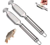 Gettoreach 2-In-1 Stainless Steel Fish Scaler Ginger Grater, Fish Scales Scraping Tool, Hanging Handle Kitchen Tool For Descaling, Grating And Cleaning(2 pcs)