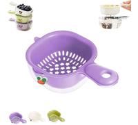 Gettoreach Draining Basket, Gettoreach Kitchen Dual-Layer Draining Basket with Handle, Double-Layer Design, Lock Design, Fruit Washing Bowl with Strainer,For Washing Various Fruits Vegetables (Purple)