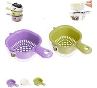 Gettoreach Draining Basket, Gettoreach Kitchen Dual-Layer Draining Basket with Handle, Double-Layer Design, Lock Design, Fruit Washing Bowl with Strainer,For Washing Various Fruits Vegetables (A+B)