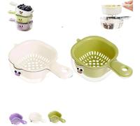 Gettoreach Draining Basket, Gettoreach Kitchen Dual-Layer Draining Basket with Handle, Double-Layer Design, Lock Design, Fruit Washing Bowl with Strainer,For Washing Various Fruits Vegetables (A+C)