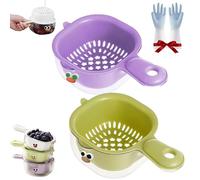 Gettoreach Draining Basket, Kitchen Dual-Layer Draining Basket with Handle, for Washing Various Fruits Vegetables (2pcs C)