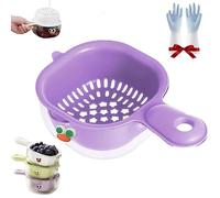 Gettoreach Draining Basket, Kitchen Dual-Layer Draining Basket with Handle, for Washing Various Fruits Vegetables (Purple)