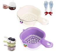 Gettoreach Draining Basket, Kitchen Dual-Layer Draining Basket with Handle, for Washing Various Fruits Vegetables (2pcs B)