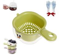 Gettoreach Draining Basket, Kitchen Dual-Layer Draining Basket with Handle, for Washing Various Fruits Vegetables (Green)