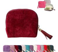 Gettoreach Travel Jewelry Case, Five Compartments with Additional Space On Both Sides with Tassel Zipper Design, Travel Jewelry Organizer Safeguards Jewelry from Scratches (Jujube Red)