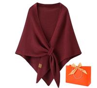 Gettoreach Women's Solid Color Scarf, Wool Triangle Scarf, Women's Warm Solid Color Large Shawl (Red)