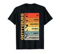 Gettysburg Generales Líderes de la Guerra Civil Retratos históricos Arte Camiseta gráfica económica, Hombre, Negro, S