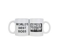 Getue Dunder Mifflin (The Office) Taza Cerámica del Mejor Jefe del Mundo para Café, Té o Cacao - 11 OZ, Oficial de Michael Scott Como Se Ve en la Serie de Televisión