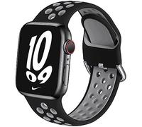 Getue Muranne Compatible with Apple Watch Bands 42mm 44mm for Men Mens, Soft Silicone Wristband Replacement Sport Loop Compatible with iWatch SE Series 6 5 4 3 2 1, Black/Gray, M/L