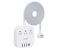 Getue Power Strip with USB C, 3 Outlets 4 USB Ports (22.5W/4.5A) Desktop Charging Station, Flat Plug, 15ft Braided Extension Cord, Non Surge Protector for Travel, Cruise Ship, ETL Listed