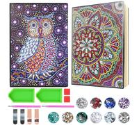 Getyjoe 2 Piezas Cuadernos de Pintura de Diamantes con 2 Marcapáginas Cuaderno A5 Pintura Diamante Mandala Cuaderno Viaje Diario Libro Búhos 50 Hojas Pintura con Diamantes Diario para Escuela Oficina