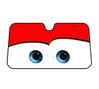 geugecy Parasol para coche, parabrisas delantero, cartón, 130 x 70 cm, con ventosa, ojos grandes, parasoles para autoprotección para el sol, interior, rojo