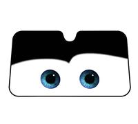 geugecy Parasol para coche, parabrisas delantero, cartón, 130 x 70 cm, con ventosa, ojos grandes, parasoles para autoprotección para el sol, interior, Negro