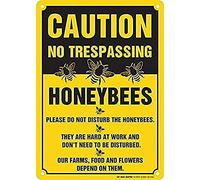 Geuuki - Letrero de aluminio con texto en inglés "Great Caution No Trespassing Honeybees at Work", cartel de estaño, póster de metal vintage para bar, club de música, habitación de hombres, decoración