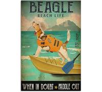 Geuuki Letrero de metal Beagle Beach Life When In Doubt Paddle Out Retro Sign Vintage Aluminio Tin Sign For Home Office Cafe Bar Farm Dog Tin Sign 8x12 Inch
