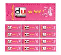 GEVECORI 24 regalos para invitados a la comunión, «Me alegro de que estés aquí». Funda de fieltro personalizada para chocolate, regalos para invitados a la confirmación, regalo de cumpleaños (Rosa)