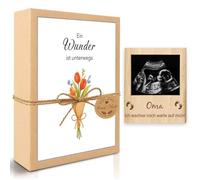 GEVECORI Anuncio Embarazo, Marco de Madera Ultrasonido Imagen, Magnético Espalda y Luz LED para Tu Vas A Ser Papi Abuelita Tata Tonton Regalo (Abuelita)