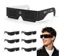GEVECORI Pack de 6 Gafas Eclipse Solar Homologadas ISO 12312-2 y CE, Gafas de Eclipse Solar para Ver el Eclipse Total 12 de Agosto 2026 España, Protección Visual Segura (Pack de 6 Negro)