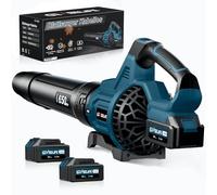 GEVEELIFE Soplador eléctrico de Hojas de 18 V y 257 km/h con 3 velocidades y 2 baterías de 5,2 Ah - Soplador de Hojas inalámbrico para jardín, Hojas, Polvo y Nieve