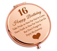 GEVODY Sweet 16 Birthday Gift Regalo inspirador para nia Magno de maquillaje de viaje Mirror de 16 aos Regalo de cumpleaos para adolescente Amigo