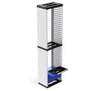 Gevvnss Torre de Almacenamiento de Juegos PS5,Almacena 36 Discos de Juegos de CD,Soporte Universal para Juegos,Vertical & Horizontal Estantería Discos,Accesorio Juego Blanco
