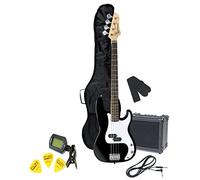 PURE GEWA Bajo eléctrico Pack negro RCB-100 con amplificador, estuche, afinador, correa, cable, puas