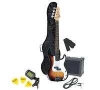 GEWA bajo eléctrico, Bass Pack RCB-100 Set sunburst - Cuerpo de madera de tilo macizo, Diapasón de madera de pakka, incl. amplificador, funda y accesorios para un sonido de bajo potente