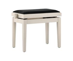 GEWA Banco de Piano Deluxe Abedul Blanco Mate (Ajuste de Altura Suave de 48-57 cm, Hecho de Madera Maciza de Calidad, Duradero y Robusto, Superficie de Asiento de 52 x 30 cm, tapizado de Terciopelo)