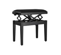 Banco de Piano Deluxe Autolift de Gewa con cómodo Ajuste de Altura, Madera Maciza, Negro Mate, tapizado de Vinilo Negro