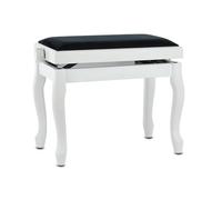 GEWA Pianobank Deluxe Classic (Madera Maciza, Carga de Rotura de 2 toneladas, Asiento de 52x30 cm, Mecanismo de Tijera preciso, Altura de 45 a 57 cm), Blanco Mate