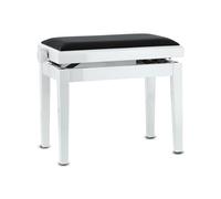 GEWA Piano Bench Deluxe White High Gloss (Ajuste Suave de la Altura Mediante un preciso Mecanismo de Tijera, Fabricado en Madera Maciza, Duradero y Robusto, Alta Carga de Rotura)
