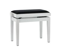 GEWA Banco de piano Deluxe – Madera maciza, ajuste de altura suave (mecanismo de tijera) blanco mate