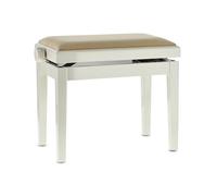 GEWA Piano Bench Deluxe Ivory High Gloss (Ajuste Suave de la Altura Mediante un preciso Mecanismo de Tijera, Fabricado en Madera Maciza, Duradero y Robusto, Alta Carga de Rotura)