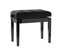 GEWA Pianobank Delux (Madera Maciza, Carga de Rotura de 2 toneladas, Asiento de 52x30 cm, Mecanismo de Tijera preciso, Altura de 48 a 57 cm), Negro Brillo Intenso