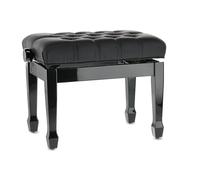 GEWA Pianobank Delux XL (Madera Maciza, Carga de Rotura de 2 toneladas, Asiento de 62x37 cm, Mecanismo de Tijera preciso, Altura de 46 a 56 cm), Negro de Alto Brillo