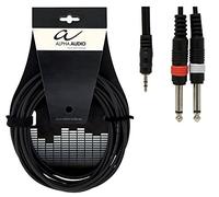 GEWA Cable Basic Line 3 m, negro, 1x conector jack 3,5 mm estéreo - 2x conector jack 6,3 mm mono, 190125